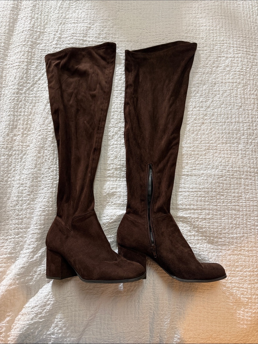 Christian Siriano Dark Brown Suede Thigh-High Boots